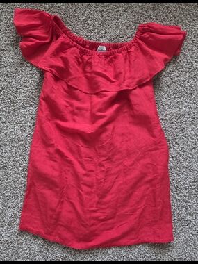 Tommy Bahama Red Off-Shoulder Ruffle Mini Dress
